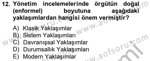Kamu Yönetimi Dersi 2012 - 2013 Yılı (Vize) Ara Sınav Soruları 12. Soru