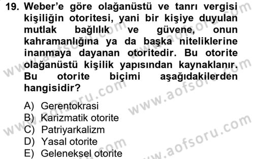 Kamu Yönetimi Dersi 2012 - 2013 Yılı (Vize) Ara Sınav Soruları 19. Soru
