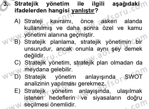 Kamu Yönetimi Dersi 2012 - 2013 Yılı (Vize) Ara Sınav Soruları 3. Soru