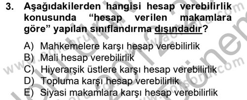 Kamu Yönetimi Dersi 2012 - 2013 Yılı (Final) Dönem Sonu Sınav Soruları 3. Soru