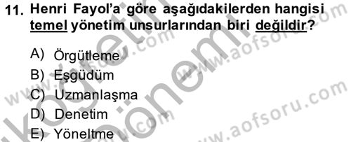 Kamu Yönetimi Dersi 2013 - 2014 Yılı (Vize) Ara Sınav Soruları 11. Soru