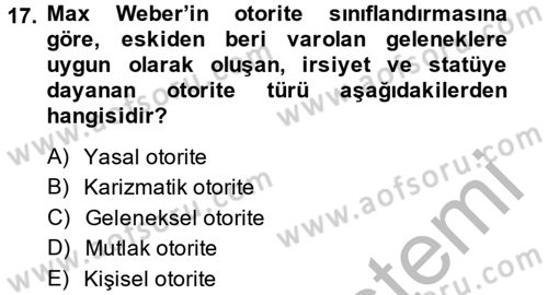 Kamu Yönetimi Dersi 2013 - 2014 Yılı (Vize) Ara Sınav Soruları 17. Soru