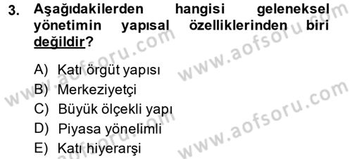 Kamu Yönetimi Dersi 2013 - 2014 Yılı (Vize) Ara Sınav Soruları 3. Soru