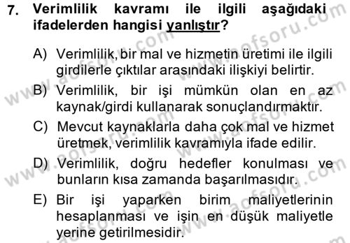 Kamu Yönetimi Dersi 2013 - 2014 Yılı (Vize) Ara Sınav Soruları 7. Soru