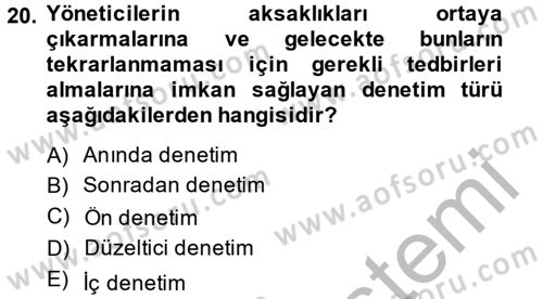 Kamu Yönetimi Dersi 2013 - 2014 Yılı (Final) Dönem Sonu Sınav Soruları 20. Soru