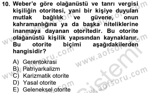 Kamu Yönetimi Dersi 2013 - 2014 Yılı Tek Ders Sınav Soruları 10. Soru