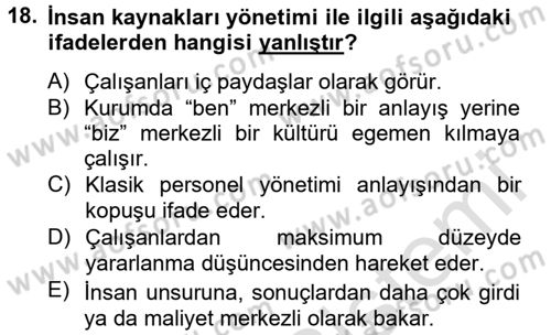 Kamu Yönetimi Dersi 2013 - 2014 Yılı Tek Ders Sınav Soruları 18. Soru