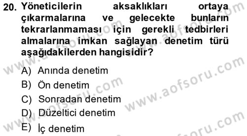 Kamu Yönetimi Dersi 2013 - 2014 Yılı Tek Ders Sınav Soruları 20. Soru