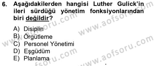 Kamu Yönetimi Dersi 2013 - 2014 Yılı Tek Ders Sınav Soruları 6. Soru
