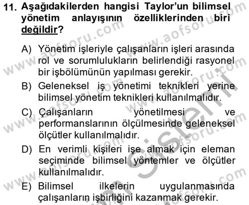 Kamu Yönetimi Dersi 2014 - 2015 Yılı (Vize) Ara Sınav Soruları 11. Soru