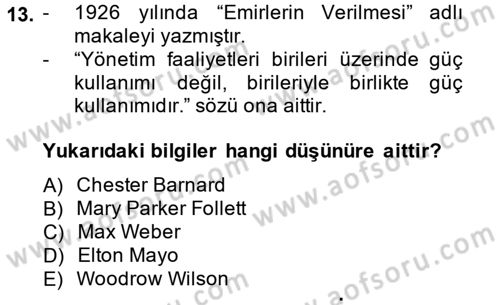 Kamu Yönetimi Dersi 2014 - 2015 Yılı (Vize) Ara Sınav Soruları 13. Soru