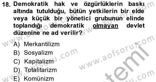 Kamu Yönetimi Dersi 2014 - 2015 Yılı (Vize) Ara Sınav Soruları 18. Soru