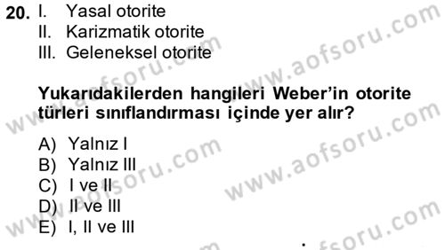 Kamu Yönetimi Dersi 2014 - 2015 Yılı (Vize) Ara Sınav Soruları 20. Soru