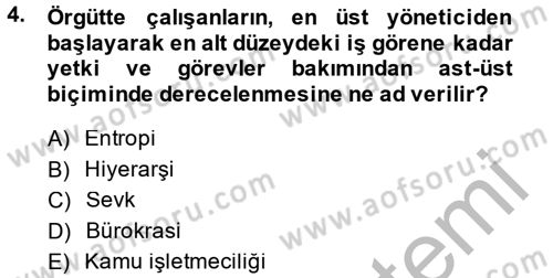 Kamu Yönetimi Dersi 2014 - 2015 Yılı (Vize) Ara Sınav Soruları 4. Soru