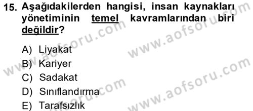 Kamu Yönetimi Dersi 2014 - 2015 Yılı (Final) Dönem Sonu Sınav Soruları 15. Soru