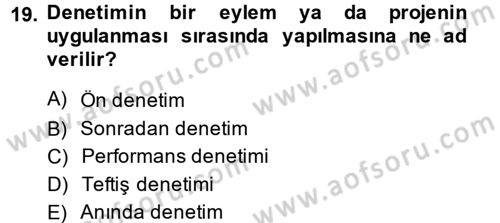 Kamu Yönetimi Dersi 2014 - 2015 Yılı (Final) Dönem Sonu Sınav Soruları 19. Soru