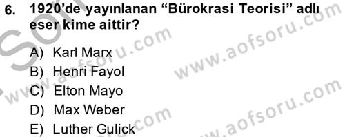 Kamu Yönetimi Dersi 2014 - 2015 Yılı (Final) Dönem Sonu Sınav Soruları 6. Soru