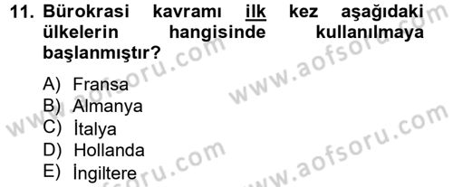 Kamu Yönetimi Dersi 2014 - 2015 Yılı Tek Ders Sınav Soruları 11. Soru