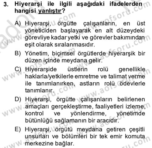 Kamu Yönetimi Dersi 2014 - 2015 Yılı Tek Ders Sınav Soruları 3. Soru