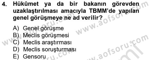 Kamu Yönetimi Dersi 2014 - 2015 Yılı Tek Ders Sınav Soruları 4. Soru