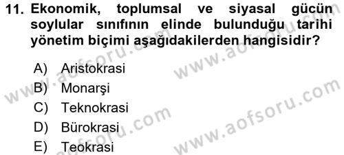 Kamu Yönetimi Dersi 2015 - 2016 Yılı (Vize) Ara Sınav Soruları 11. Soru