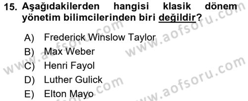Kamu Yönetimi Dersi 2015 - 2016 Yılı (Vize) Ara Sınav Soruları 15. Soru