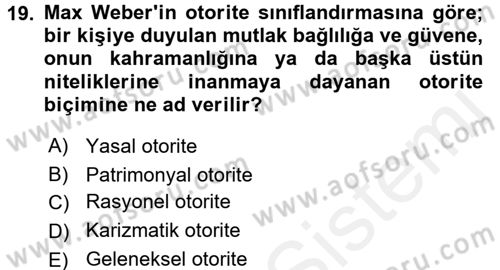 Kamu Yönetimi Dersi 2015 - 2016 Yılı (Vize) Ara Sınav Soruları 19. Soru