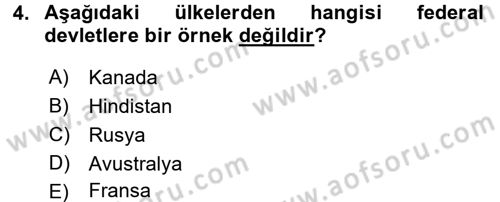 Kamu Yönetimi Dersi 2015 - 2016 Yılı (Vize) Ara Sınav Soruları 4. Soru