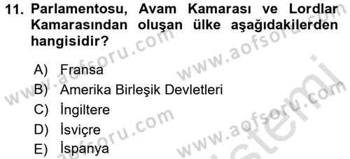 Kamu Yönetimi Dersi 2015 - 2016 Yılı (Final) Dönem Sonu Sınav Soruları 11. Soru