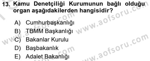 Kamu Yönetimi Dersi 2015 - 2016 Yılı (Final) Dönem Sonu Sınav Soruları 13. Soru