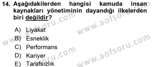 Kamu Yönetimi Dersi 2015 - 2016 Yılı (Final) Dönem Sonu Sınav Soruları 14. Soru