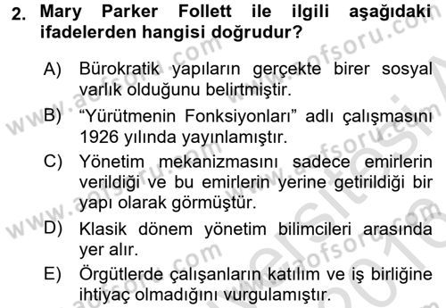 Kamu Yönetimi Dersi 2015 - 2016 Yılı (Final) Dönem Sonu Sınav Soruları 2. Soru