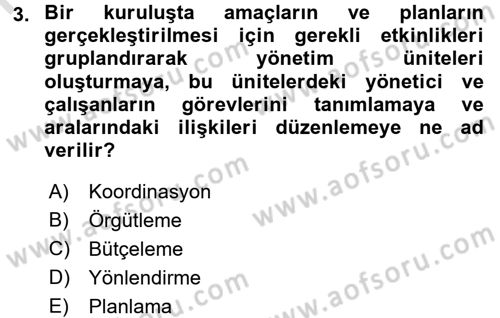 Kamu Yönetimi Dersi 2015 - 2016 Yılı (Final) Dönem Sonu Sınav Soruları 3. Soru