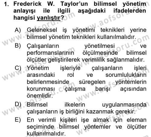 Kamu Yönetimi Dersi 2015 - 2016 Yılı Tek Ders Sınav Soruları 1. Soru