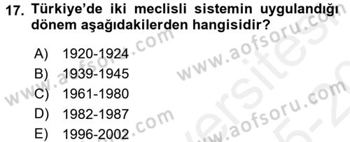 Kamu Yönetimi Dersi 2015 - 2016 Yılı Tek Ders Sınav Soruları 17. Soru