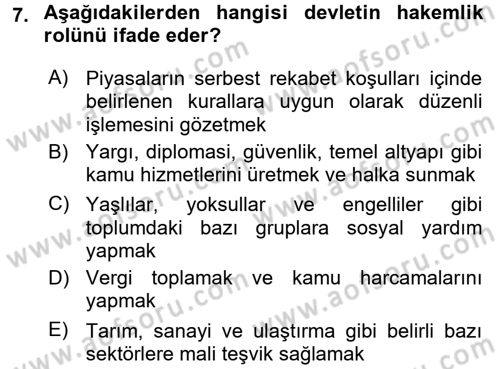Kamu Yönetimi Dersi 2015 - 2016 Yılı Tek Ders Sınav Soruları 7. Soru