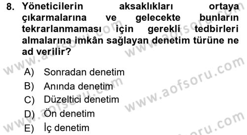 Kamu Yönetimi Dersi 2015 - 2016 Yılı Tek Ders Sınav Soruları 8. Soru