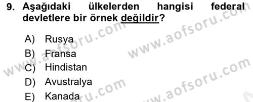 Kamu Yönetimi Dersi 2015 - 2016 Yılı Tek Ders Sınav Soruları 9. Soru