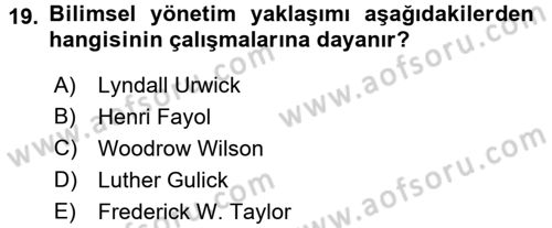 Kamu Yönetimi Dersi 2016 - 2017 Yılı 3 Ders Sınav Soruları 19. Soru