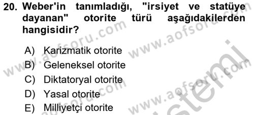 Kamu Yönetimi Dersi 2016 - 2017 Yılı 3 Ders Sınav Soruları 20. Soru