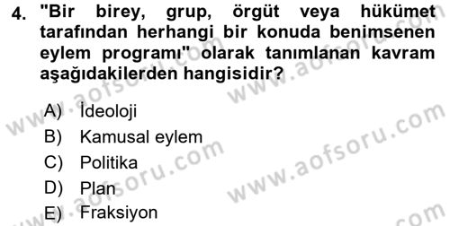 Kamu Yönetimi Dersi 2016 - 2017 Yılı 3 Ders Sınav Soruları 4. Soru
