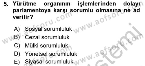 Kamu Yönetimi Dersi 2016 - 2017 Yılı 3 Ders Sınav Soruları 5. Soru