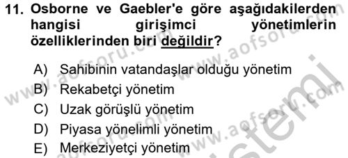 Kamu Yönetimi Dersi 2016 - 2017 Yılı (Vize) Ara Sınav Soruları 11. Soru