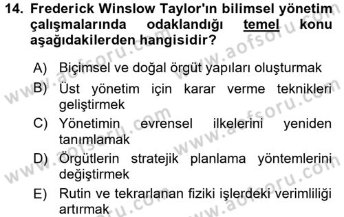 Kamu Yönetimi Dersi 2016 - 2017 Yılı (Vize) Ara Sınav Soruları 14. Soru