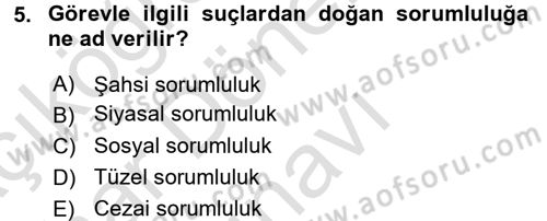 Kamu Yönetimi Dersi 2016 - 2017 Yılı (Final) Dönem Sonu Sınav Soruları 5. Soru