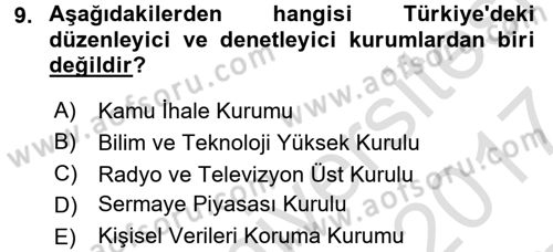 Kamu Yönetimi Dersi 2016 - 2017 Yılı (Final) Dönem Sonu Sınav Soruları 9. Soru