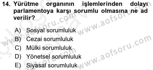 Kamu Yönetimi Dersi 2017 - 2018 Yılı 3 Ders Sınav Soruları 14. Soru