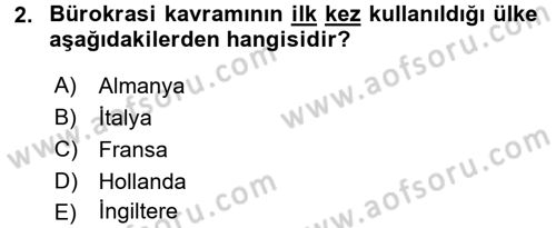 Kamu Yönetimi Dersi 2017 - 2018 Yılı 3 Ders Sınav Soruları 2. Soru