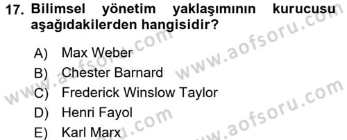 Kamu Yönetimi Dersi 2017 - 2018 Yılı (Vize) Ara Sınav Soruları 17. Soru
