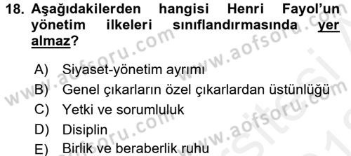 Kamu Yönetimi Dersi 2017 - 2018 Yılı (Vize) Ara Sınav Soruları 18. Soru